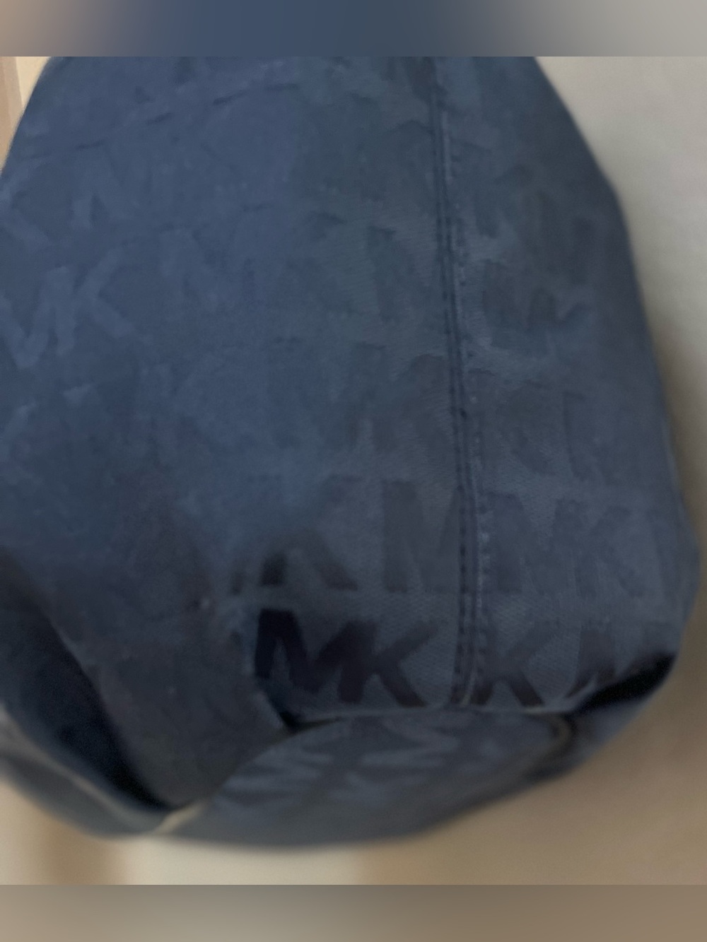 Michael Kors Navy MK Signature Tote with Tassel and MK Charm - Picture 9 of 15